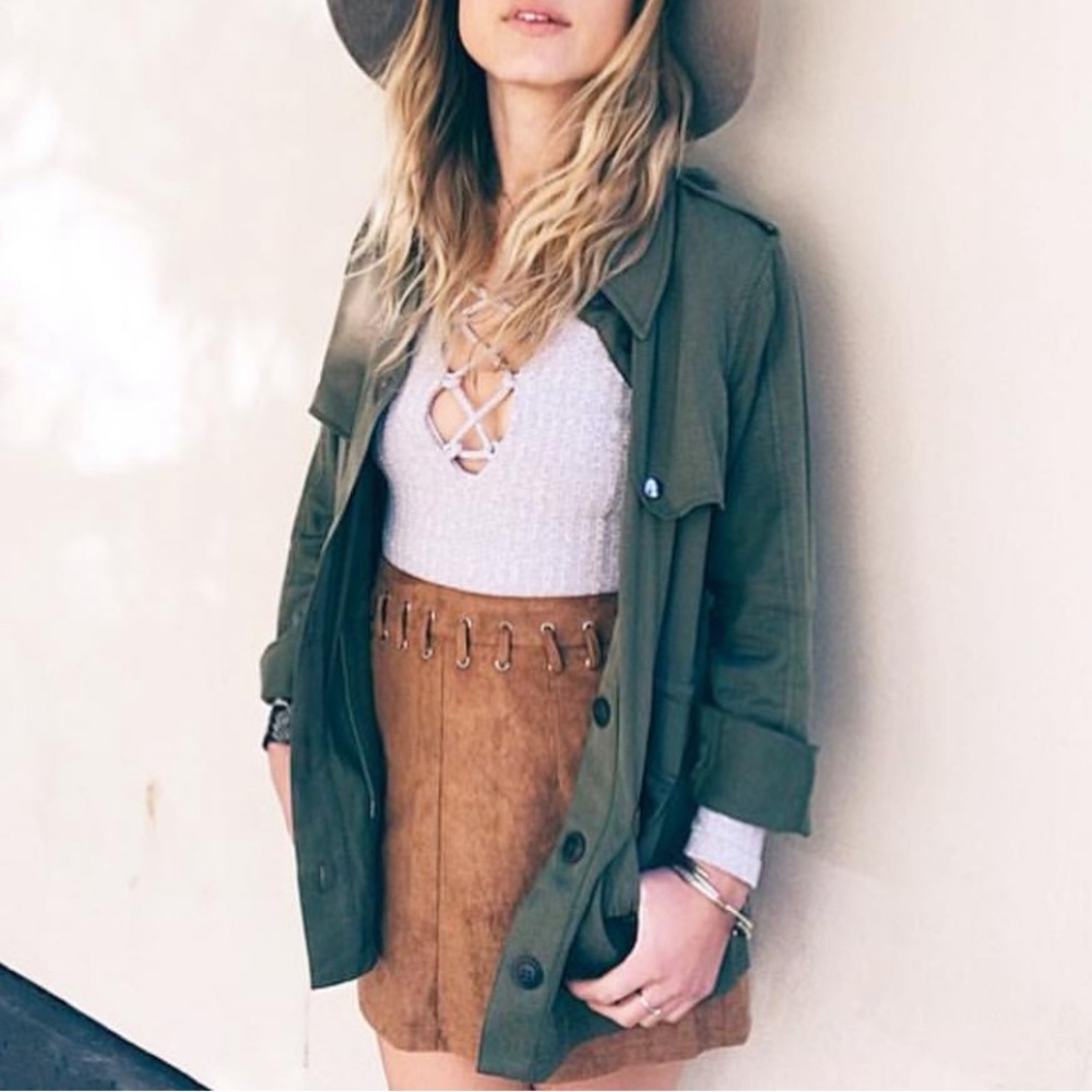 LF brown suede skirt